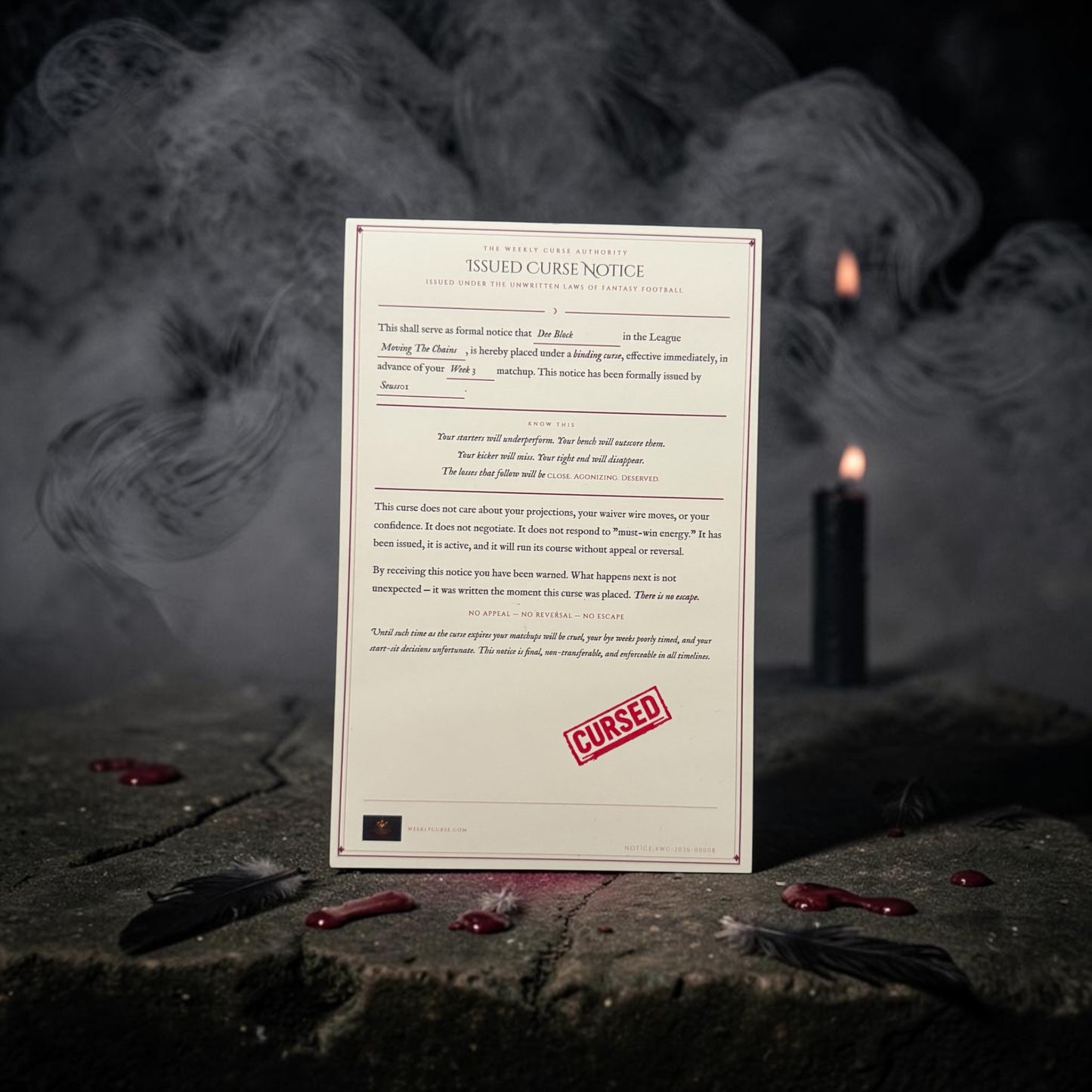 Issued Curse — Official Warning Filed